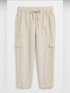 GAP Linen Blend Drawstring Cargo Easy Pants Khaki Small